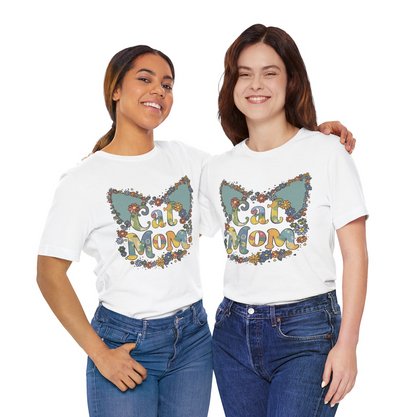 Retro Flowers Cat Mom T-Shirt